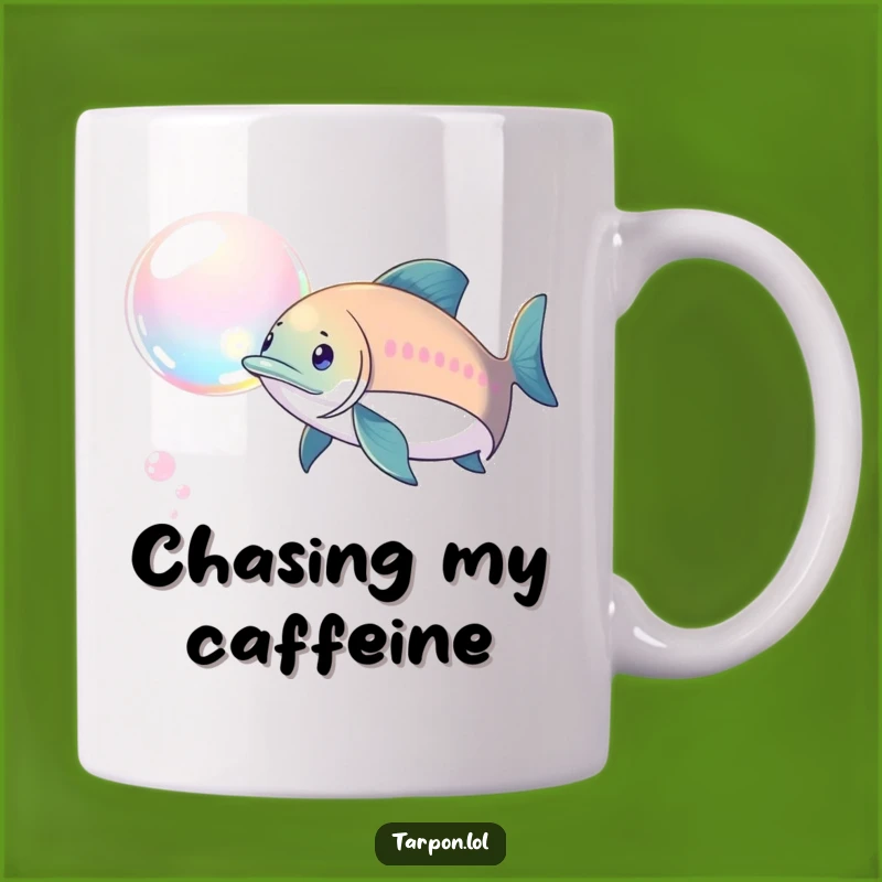 Funny Tarpon Bubble Chase Mug: Playful Pursuit - Hilarious Fishing Gift