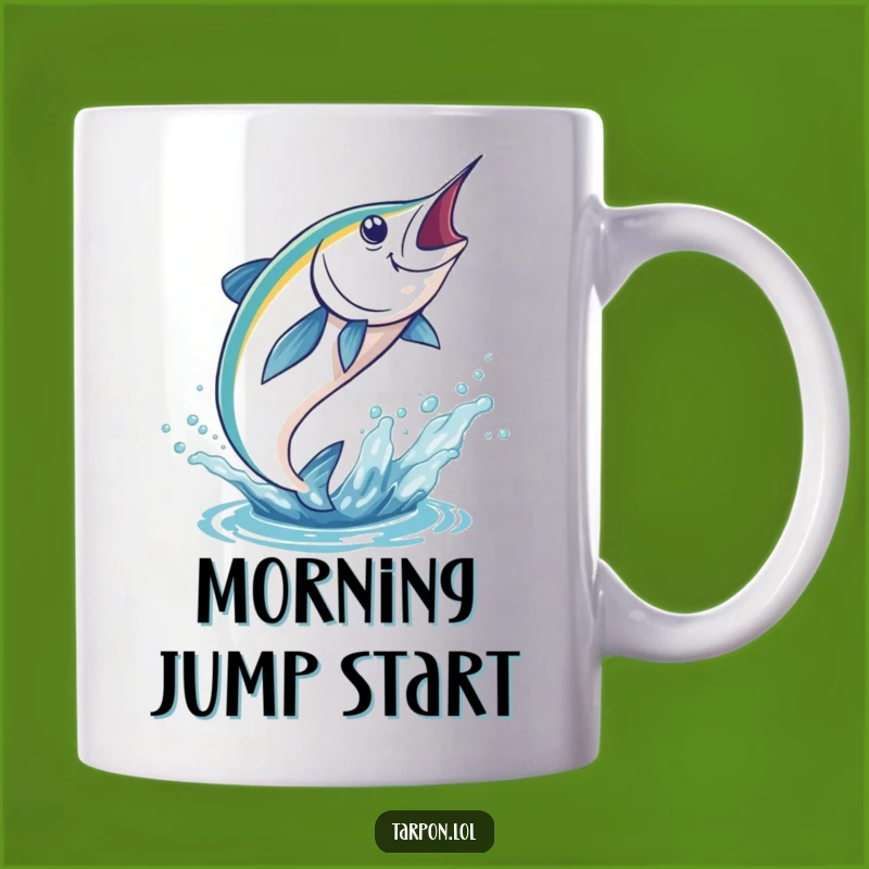 Funny Tarpon Leaping Mug: Energetic Fish Action, Perfect Funny Gift for Anglers