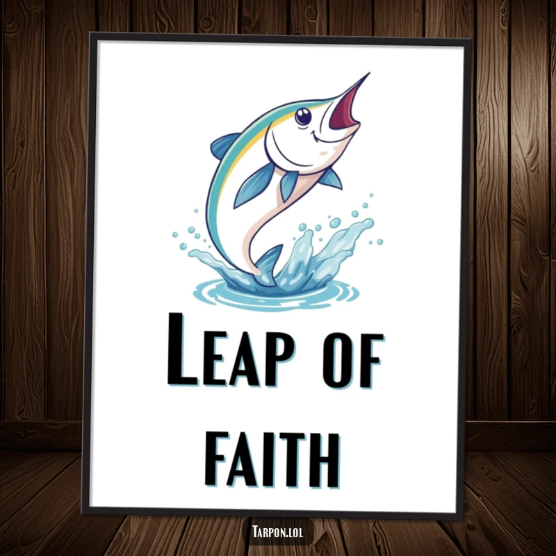 Funny Tarpon Leaping Digital Art Print of a tarpon performing a dramatic leap from the water, full of power.