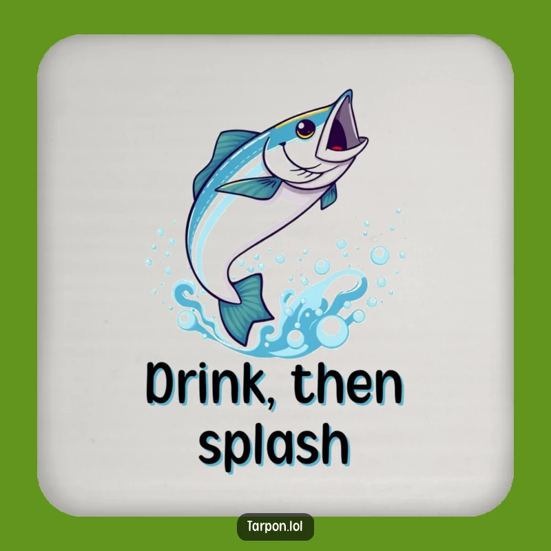 Funny Kawaii Tarpon Coaster: Bubbly Water Protection - Cute Humorous Gift