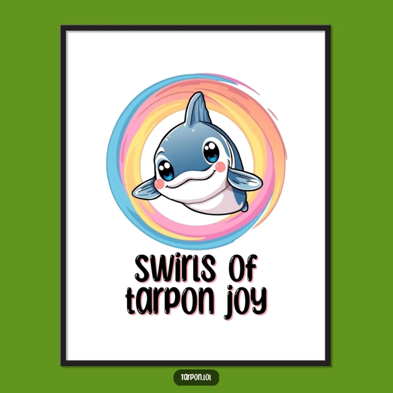 Funny Free Printable Wall Art: Smiling Tarpon, Colorful Swirl Downloadable Art