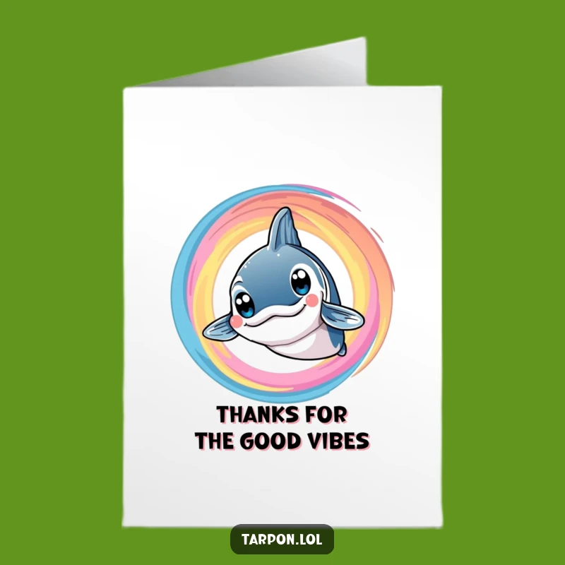 Funny Free Printable Thank You Tarpon Card: Smiling Fish Swirl Gift