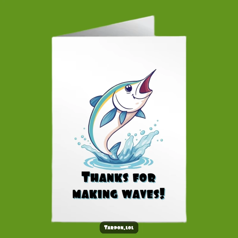 Grateful Free Printable Thank You Card: Tarpon Splash, Funny Downloadable Gift of Thanks