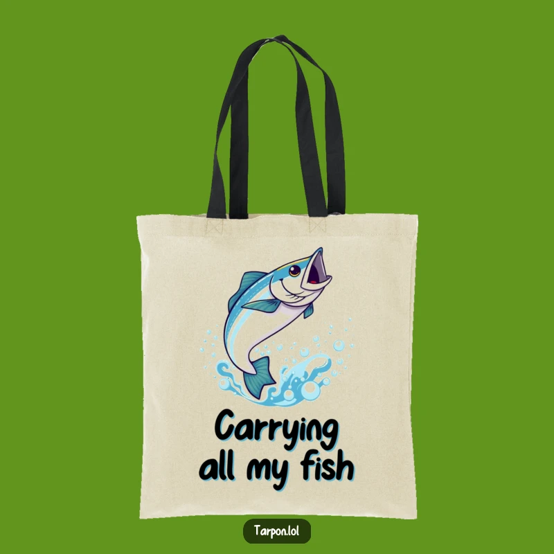 Funny Kawaii Tarpon Tote Bag: Bubbly Water Fun - Ideal Humorous Accessory