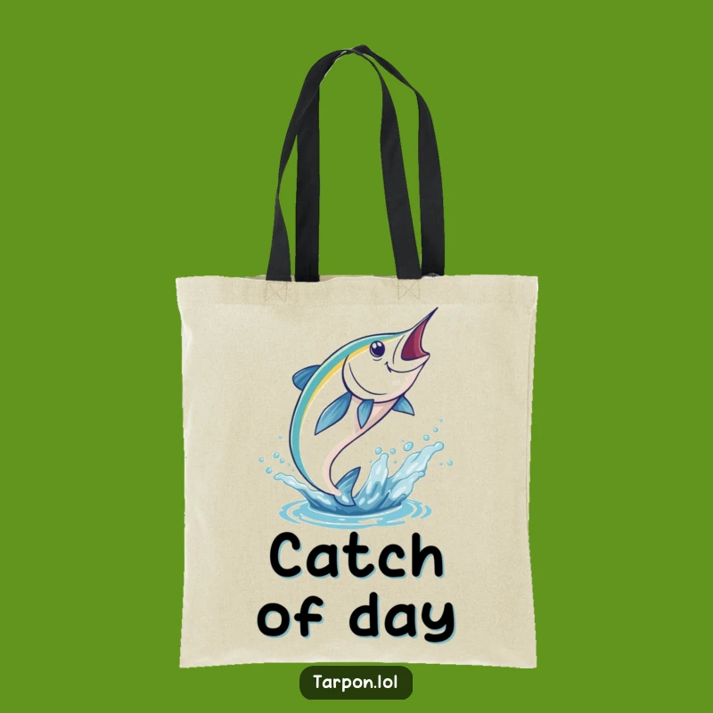 Funny Tarpon Leaping Tote Bag: Durable Fish Bag, Chic and Funny Gift Accessory